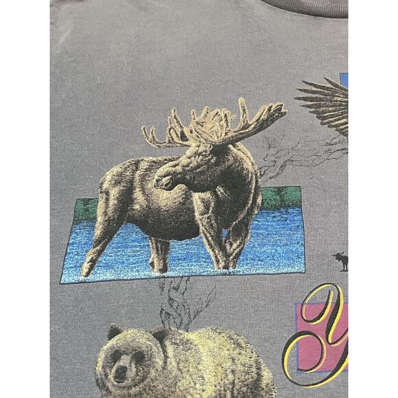 Vintage 1994 Yellowstone T Shirt Unisex Mens M 40” Moose Elk Bear Wolf Eagle - Picture 13 of 16